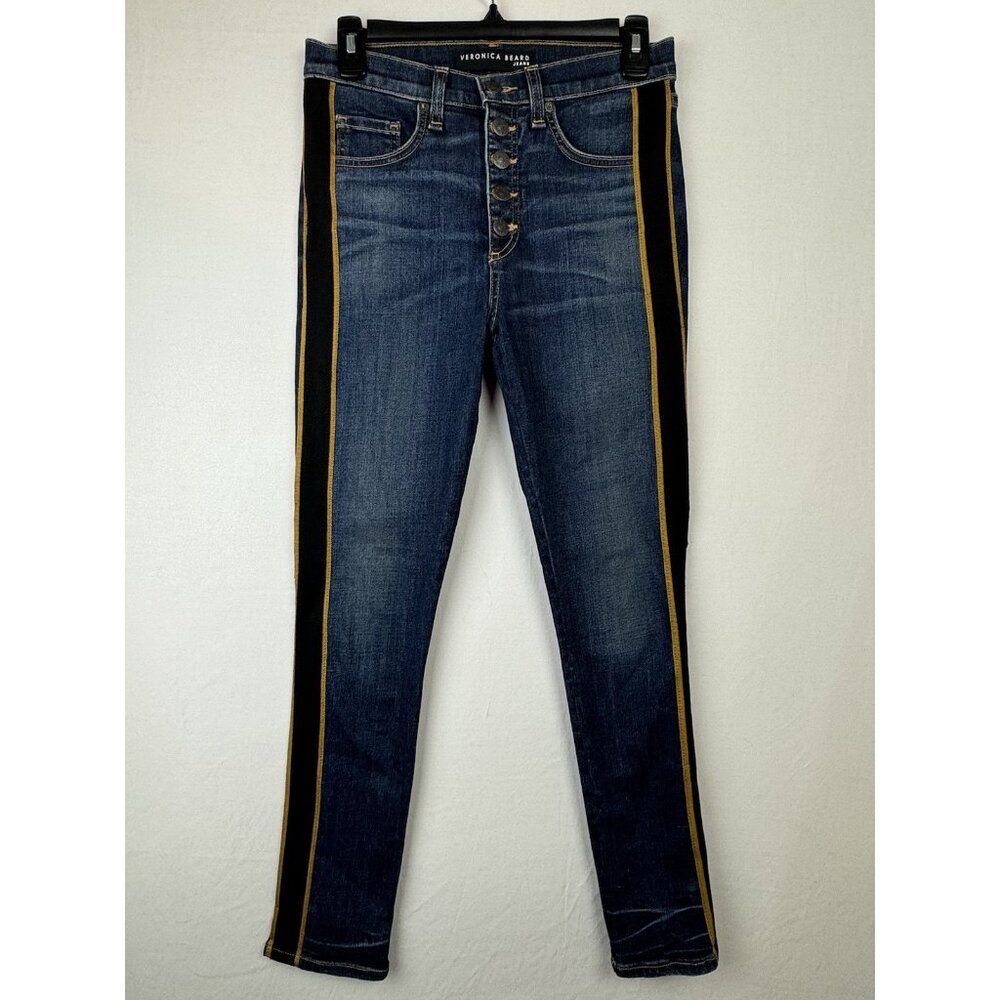 Veronica Beard size 26 Debbie Tuxedo Stripe Crop Skinny Jeans J1690124 stretch
